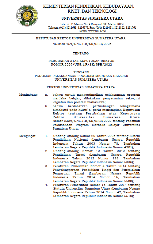 PEDOMAN PELAKSANAAN PROGRAM MERDEKA BELAJAR UNIVERSITAS SUMATERA UTARA